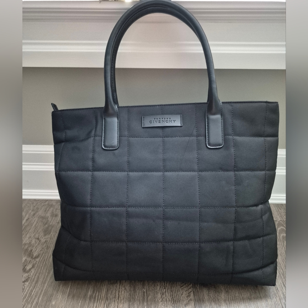 Givenchy Nylon Quilted Tote With Top Zipper Vinyl Lined With Pocket+ Cell Holder
